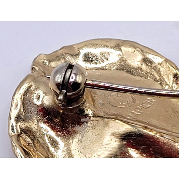 Vintage Napier Shamrock Brooch Women Gold Tone Textured 3 Leaf Clover Pin Lucky - Picture 4 of 9